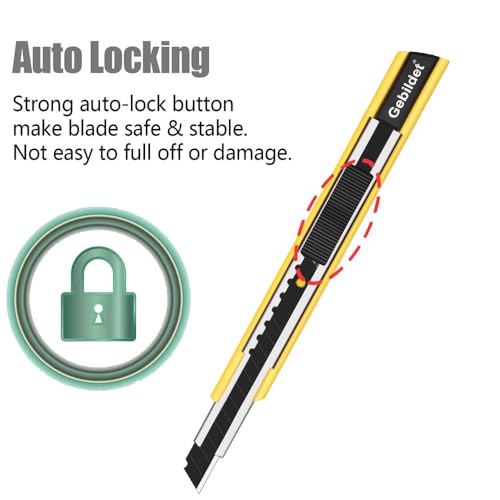 Image of Gebildet 5pcs Right and Left Hand Self-Lock Cutter /9mm Snap Off Blades /60 Blade /Utility Knife /Graphic Knife (Yellow Holder)