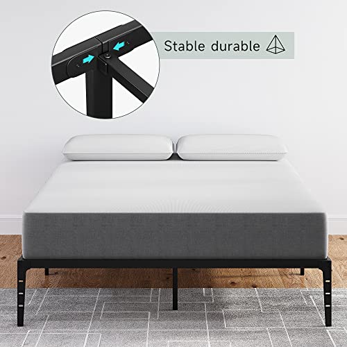 Idealhouse 14 Inch Queen Metal Platform Bed Frame Heavy Duty Steel Slat No Box Spring Needed, Easy Assembly, Noise Free, Black (Queen) #TOP6