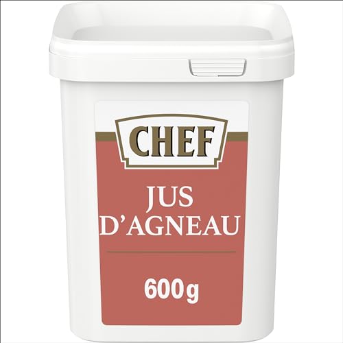 CHEF - CHEF Jus d'Agneau Déshydraté - A Base de 9% de Viande d'Agneau - Gain de Temps en Cuisine - Aide Culinaire, Sauce, Fonds, Fumet - Boîte De 600g pour 10L à 20L
