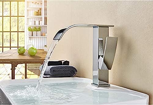 Robinet de salle de bain chromé mitigeur monocommande eau chaude et froide pour vasque de lavabo