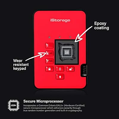 iStorage diskAshur2 SSD 128GB Red| Secure portable solid state drive | Password protected | Dust & water resistant | Hardware Encryption