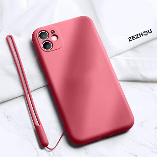 ZEZHOU Slim Liquid Silicone Case for iPhone 11, Anti-Scratch & Fingerprint & Microfiber Liner Shock Absorption Gel Rubber Full Body Protection Case with Free Lanyard for iPhone 11 6.1 Inch, Red