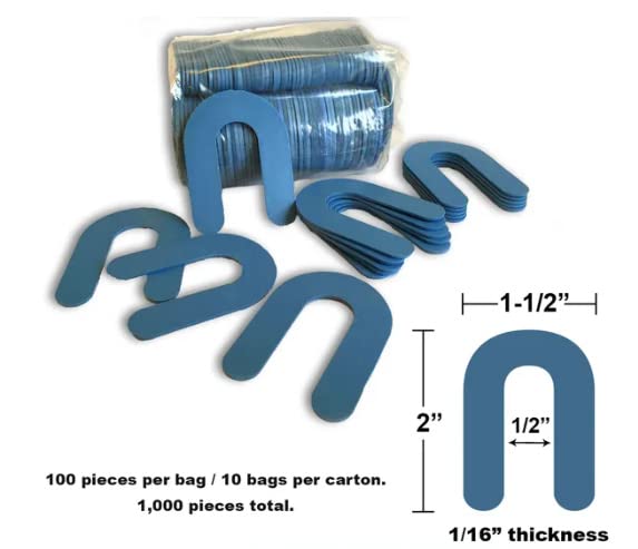 1/16 x 1-1/2 x 2 - Tile Spacers - Plastic Horseshoe Shims - Blue - 100/Package