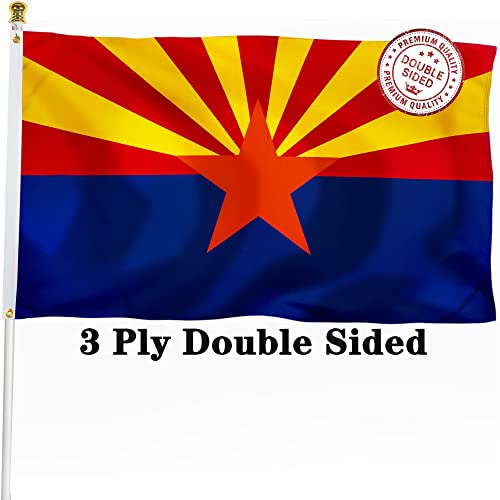 XIFAN Double Sided Arizona State Flag 3x5 ft, Heavy Duty 3 Ply Durable Polyester, AZ Flag with Vibrant Print/4 Rows Hemming/Brass Grommets for Indoor Outdoor Decor