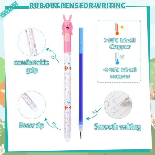 Thboxes Ostern Geschenke - 6 Stück Radierbarer Kugelschreiber, 0,5mm Bunt Gelstifte Radierbar Tintenroller Radierstift Radierbare Stifte Tiere Erasable Pen für Schulsachen Bürobedarf