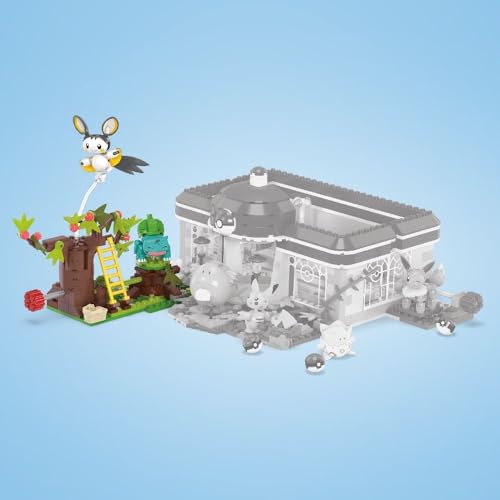 MEGA Pokémon Building Toys Set Emolga and Bulbasaur’s Charming Woods with 194 Pieces, 2 Poseable Characters and Motion, for Kids - Thumbnail 7