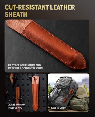 RAVS Double Bevel Striking Marking Knife Woodworking and Leather Sheath, Premium Rosewood Handle Scribing Knife with High Carbon Steel Blade for All Sorts of Wood