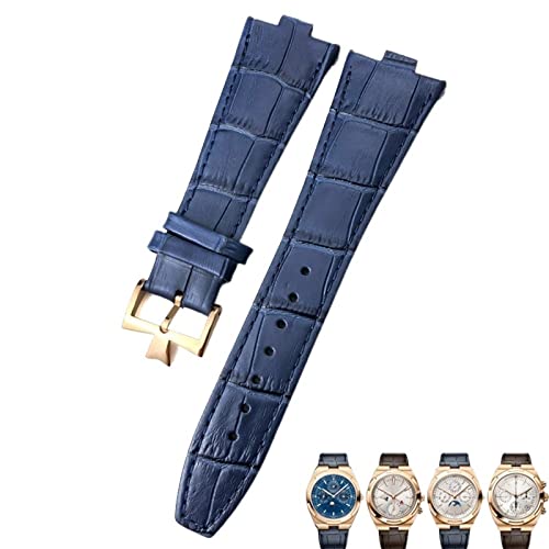 25-8mm Genuine Leather Convex Interface StrapCFor Overseas Black Blue Brown Grain Watch Bands