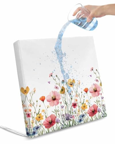 2 Pack Colorful Flowers Waterproof Cushion Covers with Ties, Outdoor Patio Chaise Lounge Chair Seat Cushion Slip Covers Replacement(Only Cover) Spring Botanical Watercolor Wildflowers 24