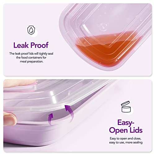 Glotoch 50 Pack Durable Meal Prep Container, Microwavable To Go Containers, Bpa-Free Food Prep Containers-Take Out Food Containers For Lunch/Salad- Freezer And Dishwasher Safe Stacable, Purple #TOP4