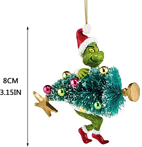 Grinchs Christmas Tree Ornaments, 2022 Christmas Tree Acrylic Pendant Funny Green Grinchs Christmas Decor For Home Holiday Party (E) #TOP2