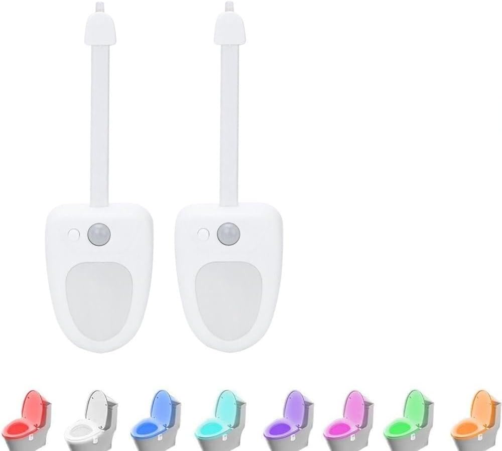 2Pcs 16-Color Sensor Toilet Light Inside Hangable, LED Bathroom Night Light Stickable Wall Lamp Decor — 사진 1