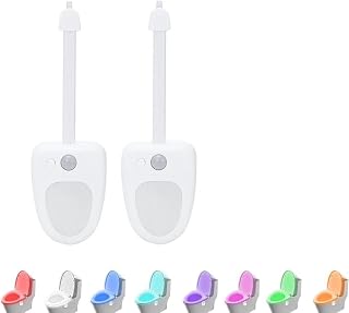 2Pcs 16-Color Sensor Toilet Light Inside Hangable, LED Bathroom Night Light Stickable Wall Lamp Decor