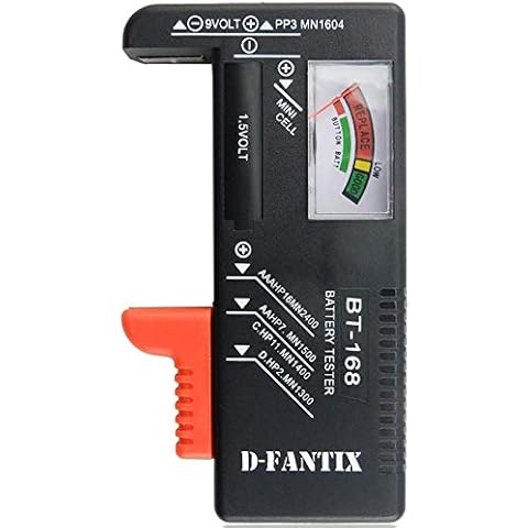D-FantiX Battery Tester, Universal Battery Checker Small Battery Testers for AAA AA C D 9V 1.5V Button Cell Household Batteries Model BT-168 Cover