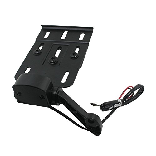 HDBUBALUS Black Adjustable License Plate Side Mount Bracket with LED Light Fit for Harley Sportster 883 1200 48 XL 04-UP by HDBUBALUS - Image 2