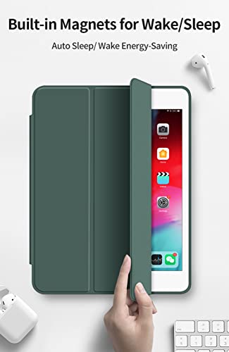 VAGHGEO Case for iPad 9.7 2018/2017, iPad 6/5th Generation 9.7 Inch, iPad Air 2, iPad Air 1 Tri-fold Smart Cases with Pencil Holder [Auto Sleep/Wake] + Clear Transparent Back Cover Shell, Dark Green - Image 4