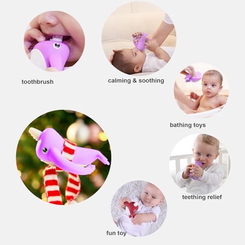 Image of Best Baby Toy for 4Months Baby, Baby Teething Toys for 3-6 6-12 Months, Teething Relief Toys, Food Grade Silicone Montessori Baby Teether Toy for 3-6months, Sensory Toys for Teething Babies, Purple