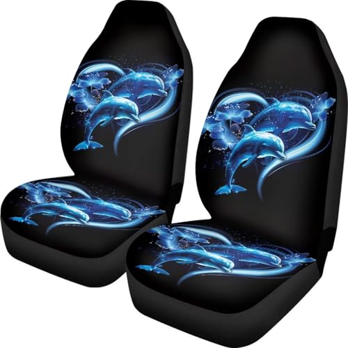 Housses de siege voiture avant 52x138cm motif dauphin bleu souple