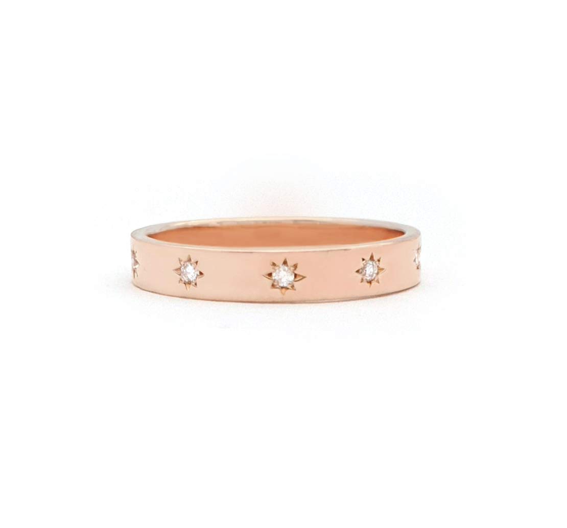 Elegantes Schmuckkästchen Frauen 10 Diamanten Ewigkeit Ehering in massivem Gold 9k, 14k &18k, Polaris Diamantband, Stern Kompass Diamantring, North Star Diamant Ring