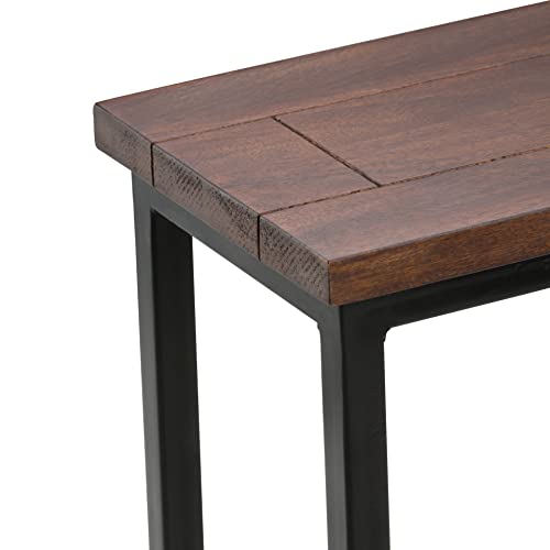 SIMPLIHOME Skyler C-Side Table - 18" Wide x 24" High Solid Mango Wood and Metal Slide-Under Table in Dark Cognac Brown, Industrial Accent Table or End Table for Living Room with Open Frame, Assembled by SIMPLIHOME - Image 4