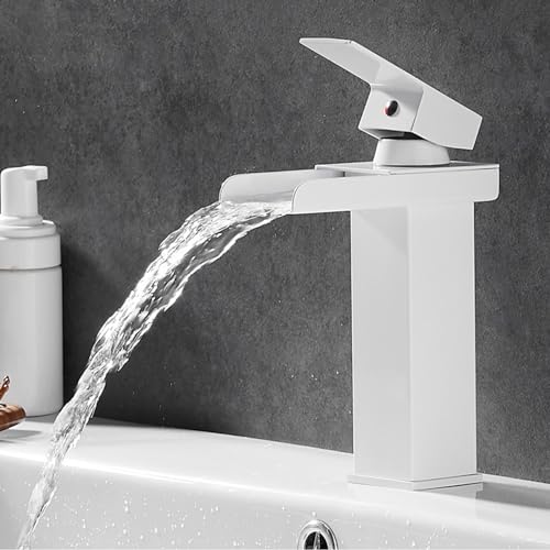 Robinet de lavabo blanc cascade pour une ambiance spa