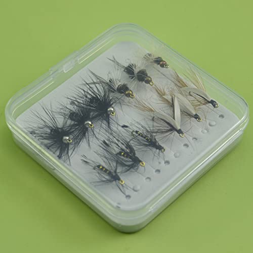 YAZHIDA | Fly Fishing Fly Fishing Set | Dry Fly | Wet | Nymph | One Mini Fly Box | (Ameise terrestrisch nass/Bead Head Buzzer)