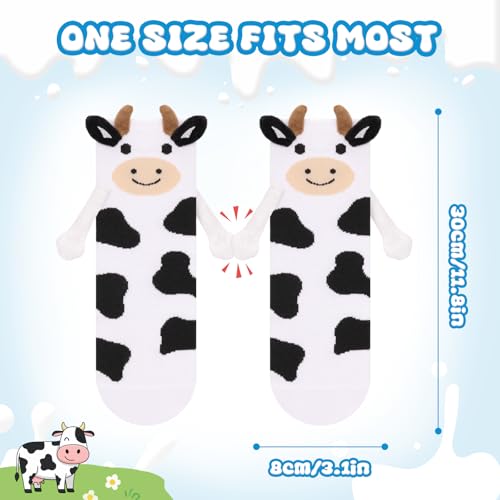 Image of Magnetic Holding Hands Socks -Funny Cow Animal Socks That Hold Hands Friends Gifts for Women Teen Girls Kids Birthday
