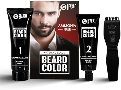 Beardo Beard Color For Men - Natural Black, 60ml | Long Lasting | No Ammonia | Easy to apply, No Stain Beard Hair Colour for men | Skin Friendly Hair dye