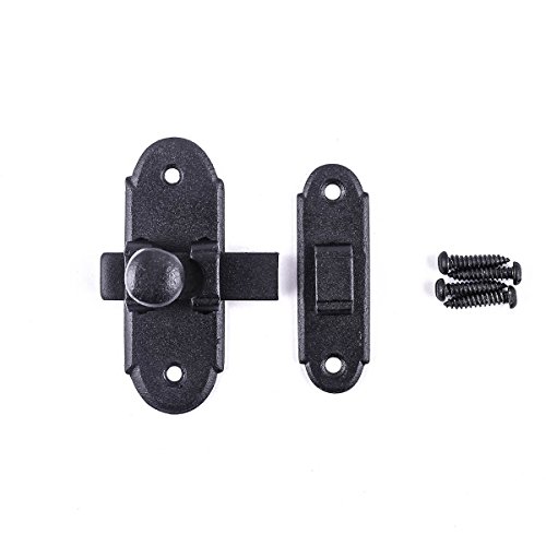 Renovators Supply Manufacturing Slide Bolt Latch 2.2 In. Black Wrought Iron Ball Tip Style Slide Bolt With Mounting Hardware #TOP9