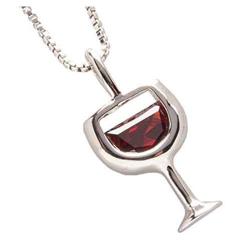 Chris's Stuff Red Wine Necklace-Silver Plated 18 Inch Thin Chain & Crystal Pendant - Ideal Gift Cover