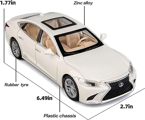 Image of 1 /32 Compatible for Lexus Ls500h Model Car, Zinc Alloy Pull Back Toy car with Sound and Light for Kids Boy Girl Gift-White