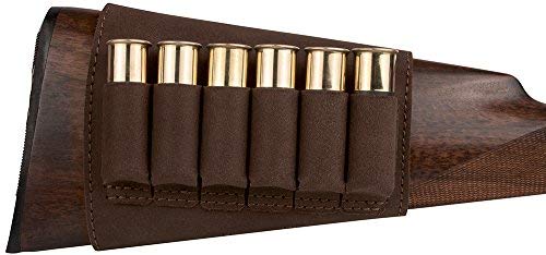 Bronzedog Buttstock Ammo Holder Shotgun Shell Pouch 12 (16) Ga 7.62 Cal Adjustable Rifle Stock Cartridge Hunting Accessories (Brown) #TOP6