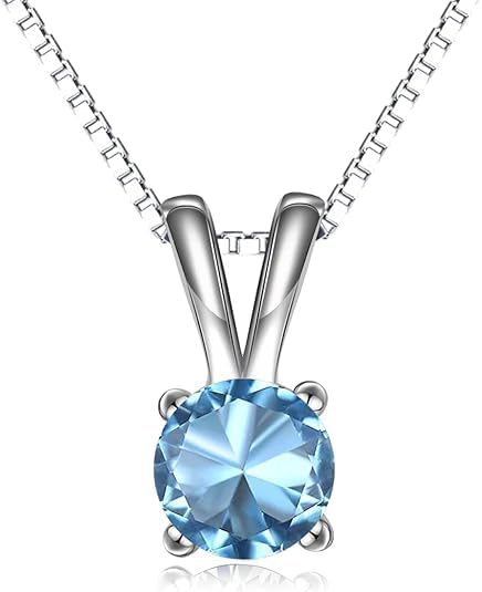 2.00 Carat Round Shape Multi-Color Gemstone Solitaire Pendant Necklace for Women’s 925 Sterling Silver With 18 Inch Chain.