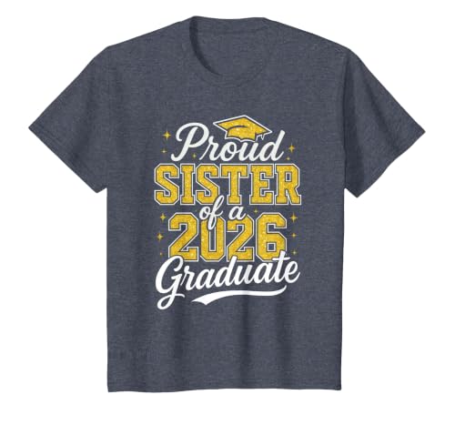 Proud Sister of A 2026 Graduate Class of 2026 Graduation T-Shirt, Youth, Heather Blue, X-Small