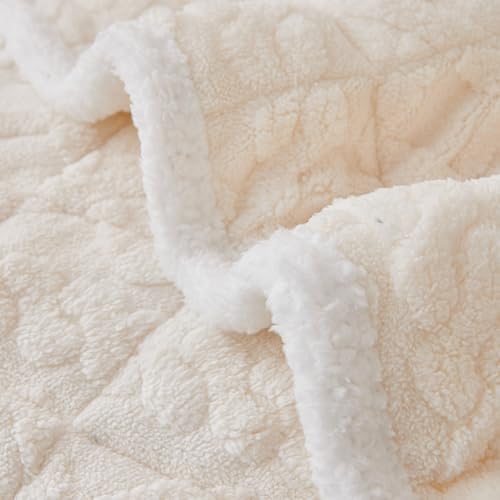 Image of HOKIPO 'Italian Caelora' Luxury Jacquard Plush Sofa Cover Mat | Make Your Own Sofa Cover Set, Mat Length 70(D) x 120(L) cm, Pearl White (AR-5956-WHT)