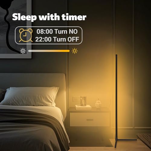 Image of Tyute Corner Floor Lamp 2 Pack, LED Lamps with Remote, RGB Standing Lamp, LED Light Stick, Music Sync Dimmable Color Changing Ambient Light Bar for Bedroom, Living Room, Gaming Room, Party, Dorm