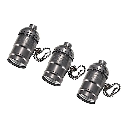DOITOOL 3pièces Douilles Lampe Aluminium Avec Interrupteur à Chaîne Noir Perle Socle Lumineux Rétro Facile à Installer Pour Ampoules à Vis