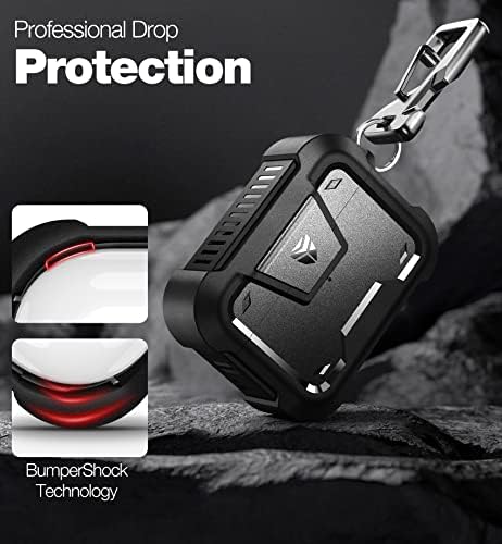 Dexnor Case for Airpods Pro, 360° Full-Body Rugged Protective Non-slip Cover with Keychain Strap for Apple Airpod Pro Front LED Visible- Black