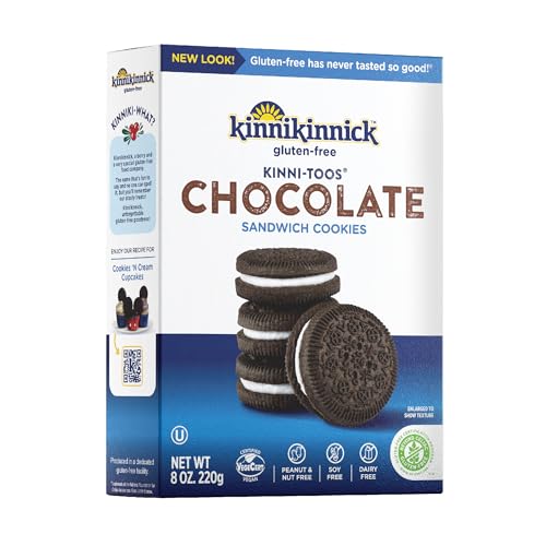 Kinnikinnick Gluten Free Kinnitoos Chocolate Sandwich Cream Cookies, 8 Oz Box, Allergy Friendly, Vegan, Kosher