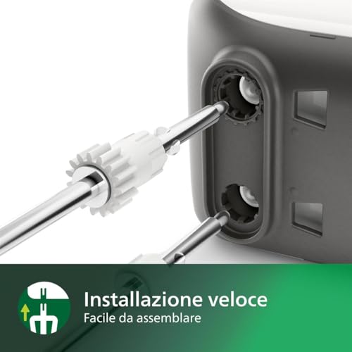 Philips Serie 5000 Mixer – Motore Potente da 450W, Fruste Coniche per Impasti Soffici, 5 Velocità + Turbo, Espulsione Facile, Clip per Cavo, Design Ergonomico e Facile da Pulire (HR3741/00) - Immagine 3
