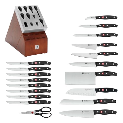 Image of Zwilling Twin Signature Self Sharpening 20-Pc Knife Set Made in Germany | Ultra Sharp Blades Made with Special Formula Friodur Ice Hardened Steel for Durability. Dishwasher Safe and Comfortable Grip.