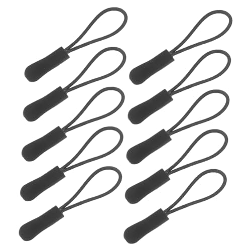 DOITOOL 10pcs Zipper Puller Cord Pulls Zip Slider Zipper Extension Zip Tags Black