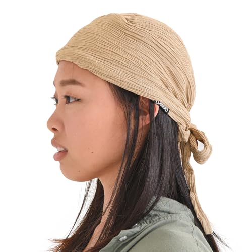 CHARM Casualbox | Shirring Turban Bandana Cap Head Scarf All-Season Boho Chic Pirate Beige