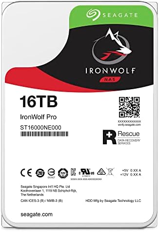 Seagate IronWolf Pro 16TB NAS Internal Hard Drive HDD  CMR Inch SATA 6GB/S 7200 RPM 256MB Cache for Raid Network Attached Storage, Data Recovery Rescue Service (ST16000NE000)