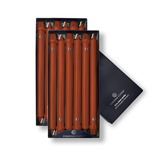 Image of Colonial Candle Unscented Taper Candle, Classic Collection, Amber, 12 in, Pack of 12 - Up to 10 Hours Burn