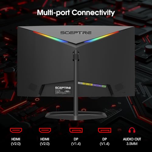 Image of New! Sceptre Curved 24.5-inch Gaming Monitor up to 240Hz 1080p R1500 1ms DisplayPort x2 HDMI x2 Eye Care Build-in Speakers, Machine Black 2026 (C255B-FWT240 Series)