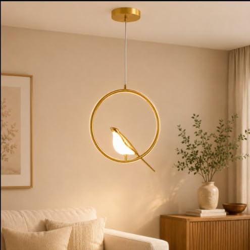 LED Pendant Light Gold Bird Design 3 Color Changing Hanging Ceiling Lamp for Living Room Bedroom Dining Room Modern Decorative Home Lighting Fixture-image-34
