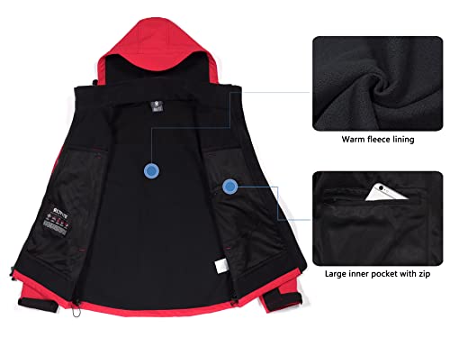 Little Donkey Andy Men's Waterproof Softshell Jacket With Detachable Sleeves And Hood, Fleece Mountain Ski Snow Rain Coat Red Size Xl #TOP5