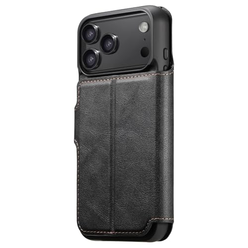 Étui portefeuille amovible iPhone 16 Pro Max noir à rabat magnétique