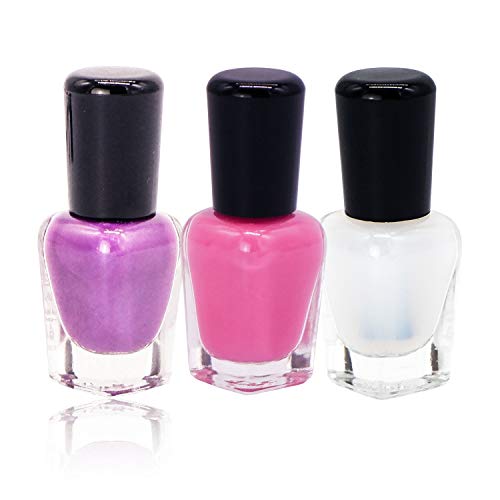 Nail Polish Set,Conisy Non Toxic Easy Peel Off Quick Dry Eco Friendly Water Based Nail Polish for Women and Girls - 3 Bottles (Light Purple + Light Pink + Clear Top Coat)